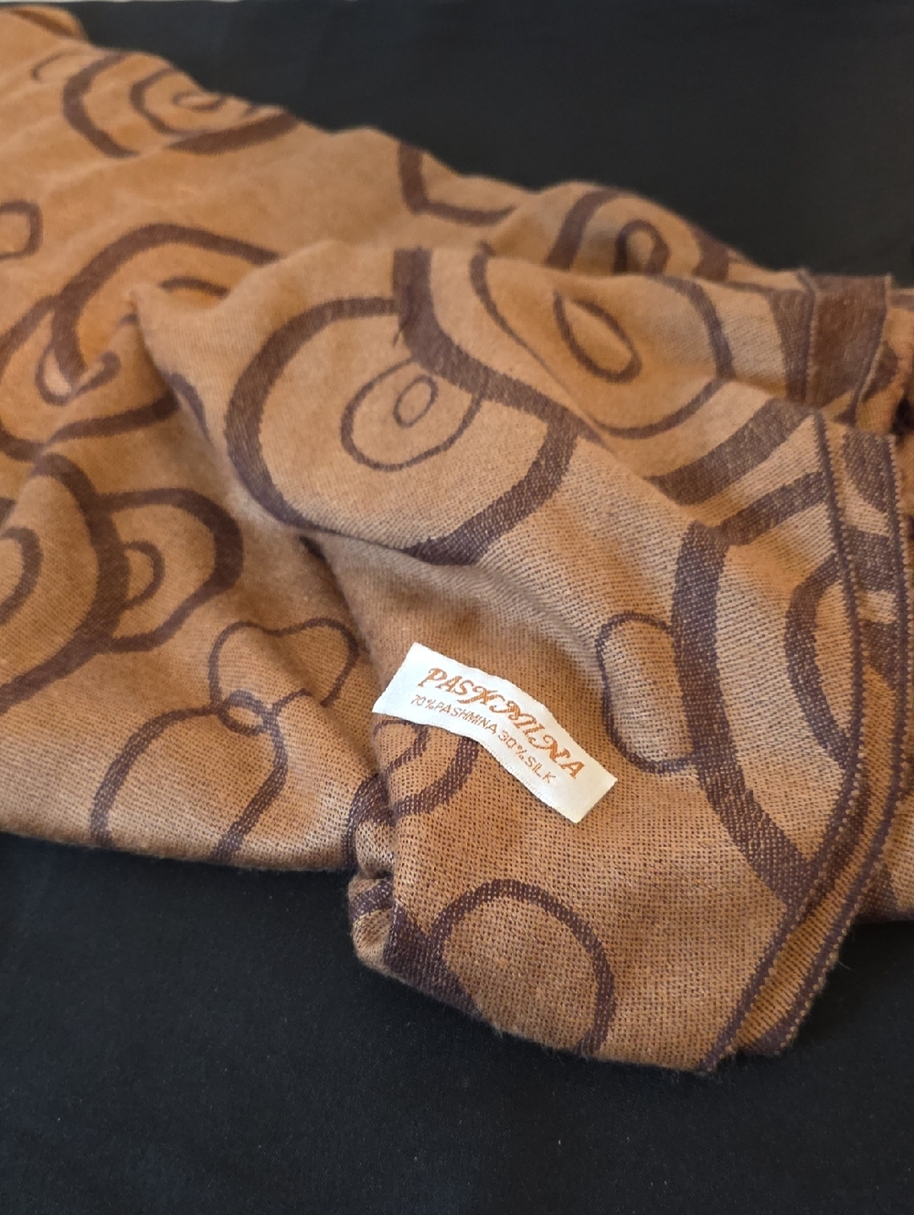 pashmina Brown Printed Pashmina Scarf